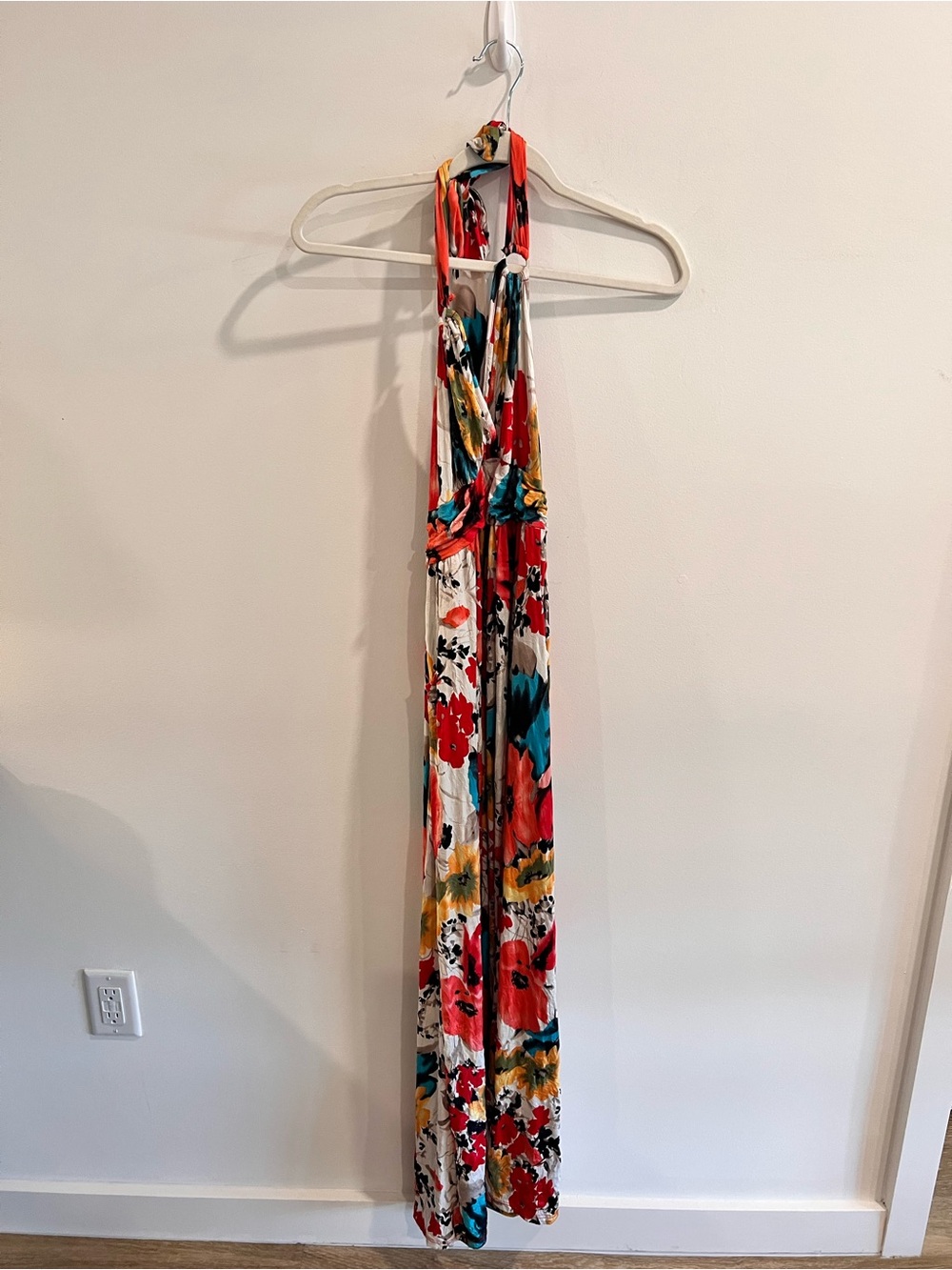 Floral Halter Maxi Dress | Open Back | Size Small